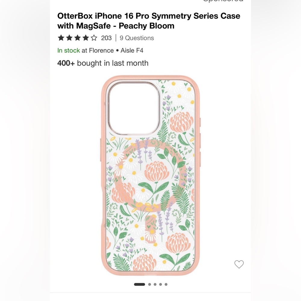 OtterBox Symmetry Series Floral Clear iPhone Case in Peach and Green
